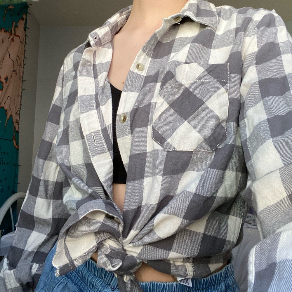 White and grey flannel